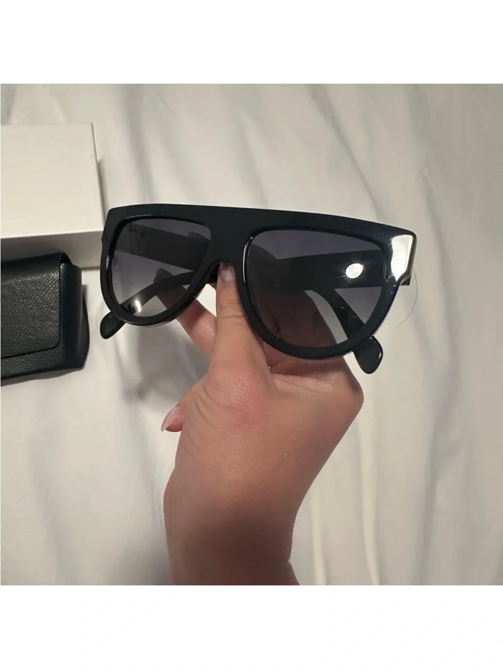 Celine Black Gloss Oversized Shield Sunglasses